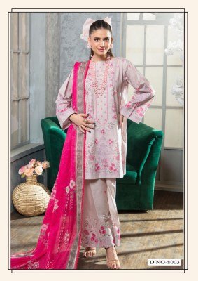 Hala Ramsha Vol-8 Heavy Cotton Print Karachi Dress Material with Heavy Mal Mal Dupatta dress material catalogs