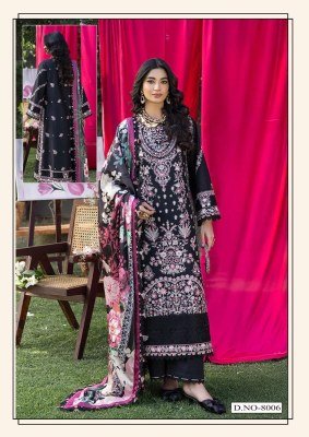 Hala Ramsha Vol-8 Heavy Cotton Print Karachi Dress Material with Heavy Mal Mal Dupatta dress material catalogs