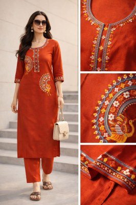 Handwork Daboo Cotton 2 Piece Set with Embroidery kurtis catalogs