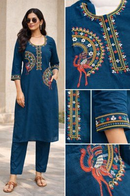 Handwork Daboo Cotton 2 Piece Set with Embroidery kurtis catalogs
