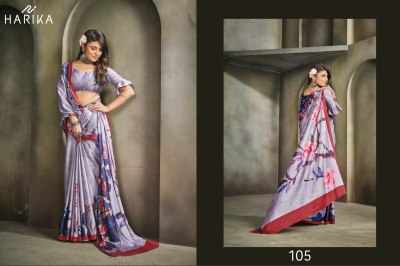 Harika by Raina D N 101 to 109 fancy satin printed saree with blouse catalogue at low rate sarees catalogs