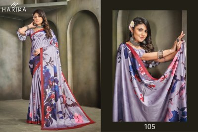 Harika by Raina D N 101 to 109 fancy satin printed saree with blouse catalogue at low rate sarees catalogs