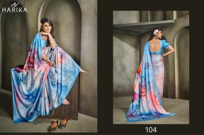 Harika by Raina D N 101 to 109 fancy satin printed saree with blouse catalogue at low rate sarees catalogs