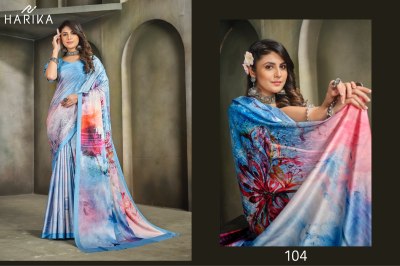 Harika by Raina D N 101 to 109 fancy satin printed saree with blouse catalogue at low rate sarees catalogs