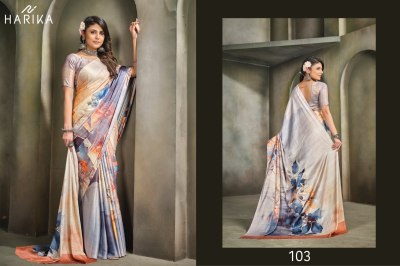 Harika by Raina D N 101 to 109 fancy satin printed saree with blouse catalogue at low rate sarees catalogs