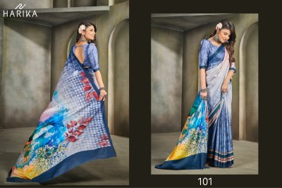 Harika by Raina D N 101 to 109 fancy satin printed saree with blouse catalogue at low rate sarees catalogs