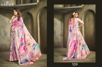 Harika by Raina D N 101 to 109 fancy satin printed saree with blouse catalogue at low rate sarees catalogs