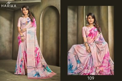 Harika by Raina D N 101 to 109 fancy satin printed saree with blouse catalogue at low rate sarees catalogs