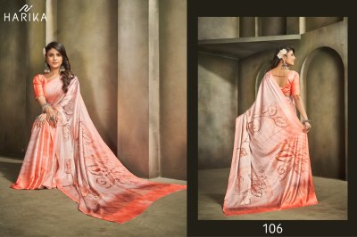 Harika by Raina D N 101 to 109 fancy satin printed saree with blouse catalogue at low rate sarees catalogs