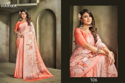 Harika by Raina D N 101 to 109 fancy satin printed saree with blouse catalogue at low rate sarees catalogs
