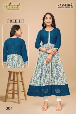Hariyaali Kurti freehit vol 3 heavy capsule printed long gown stylish wholesale Kurti in Surat   kurtis catalogs
