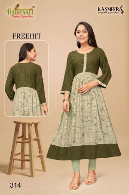 Hariyaali Kurti freehit vol 3 heavy capsule printed long gown stylish wholesale Kurti in Surat   kurtis catalogs