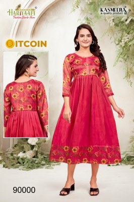 Hariyaali by Bitcoin tissu silk with digital printed kurti catalogue at affordable rate Hariyaali Kurti 