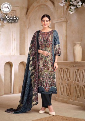 Harshit Fashion Hub Sonia 2 Pure Soft Cotton Unstitched Suit  Fancy Print, Swarovski Work, Designer Dupatta  Wholesael dress material catalogs
