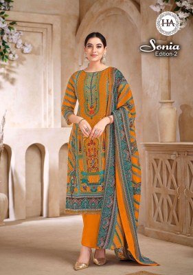 Harshit Fashion Hub Sonia 2 Pure Soft Cotton Unstitched Suit  Fancy Print, Swarovski Work, Designer Dupatta  Wholesael dress material catalogs