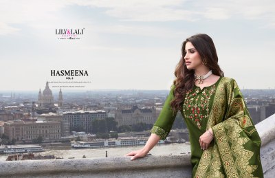 Hasmeena vol 3 by Lily and lali hand embroidered readymade suit catalogue at affordable rate readymade suit catalogs