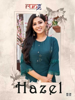 Hazel by rung Heavy reyon with embroidered kurti with pant catalogue at wholesale price Rung Kurti 
