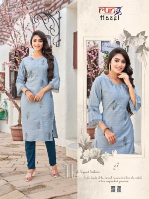 Hazel by rung Heavy reyon with embroidered kurti with pant catalogue at wholesale price kurtis catalogs