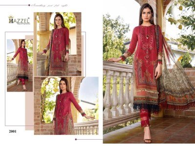 Hazzel Maria B. 2001 And 0308 Pure Cotton Printed & Embroidered Dress Material with Mal Mal Dupatta Wholesale  dress material catalogs