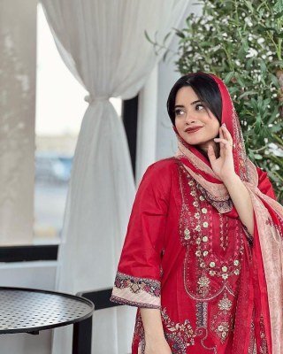 Hazzel Maria B. 2001 And 0308 Pure Cotton Printed & Embroidered Dress Material with Mal Mal Dupatta Wholesale  dress material catalogs