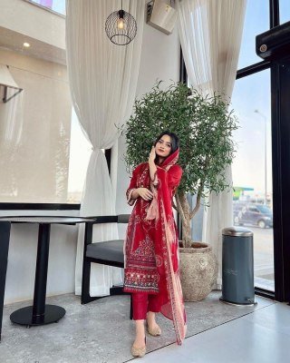 Hazzel Maria B. 2001 And 0308 Pure Cotton Printed & Embroidered Dress Material with Mal Mal Dupatta Wholesale  dress material catalogs