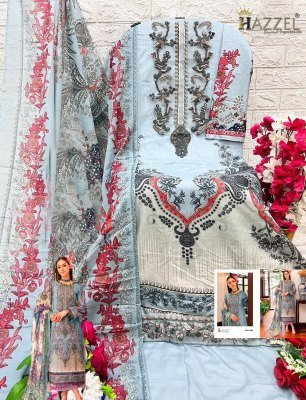 Hazzel Maria B. 2001 And 0308 Pure Cotton Printed & Embroidered Dress Material with Mal Mal Dupatta Wholesale  dress material catalogs