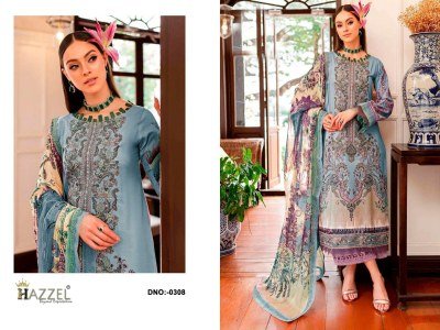 Hazzel Maria B. 2001 And 0308 Pure Cotton Printed & Embroidered Dress Material with Mal Mal Dupatta Wholesale  dress material catalogs
