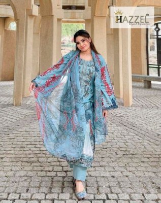 Hazzel Maria B. 2001 And 0308 Pure Cotton Printed & Embroidered Dress Material with Mal Mal Dupatta Wholesale  dress material catalogs