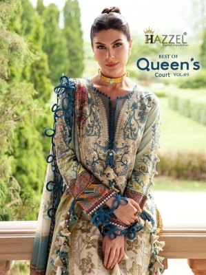 Hazzels by queens cotton printed embroidered unstitched suit catalogue at wholesale price pakistani suit catalogs