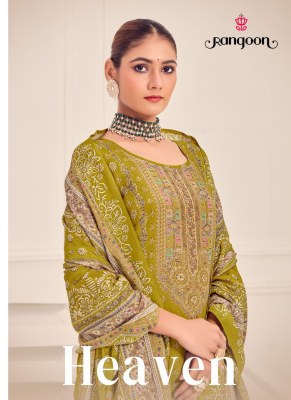 Heaven by Rangoon pure maslin Pure Muslin With Digital Print Aari Work readymade suit catalogue Rangoon