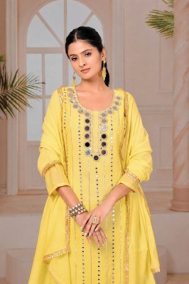 Heavy Mal Chanderi Kurti Pant with Hand Work & Mirror Work wholesale catalogs