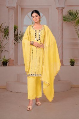 Heavy Mal Chanderi Kurti Pant with Hand Work & Mirror Work kurti pant with dupatta Catalogs