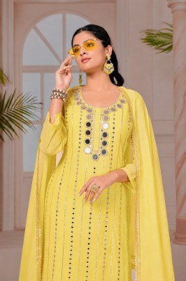 Heavy Mal Chanderi Kurti Pant with Hand Work & Mirror Work kurti pant with dupatta Catalogs