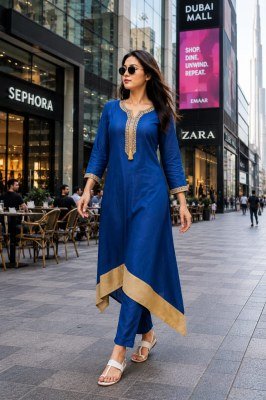 Heavy Rayon Slub Embroidered Kurti 