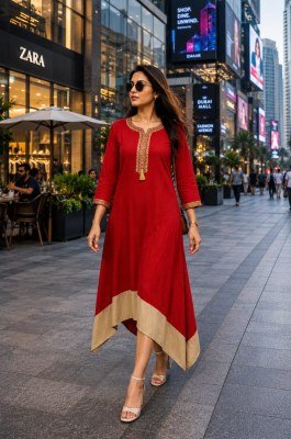 Heavy Rayon Slub Embroidered Kurti kurtis catalogs