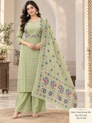 Heavy Roman Silk Straight Palazzo Pair Collection Size wise Combo Set