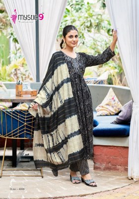 Heena vol 4 by Mystic 9 premium quality reyon foil printed kurti pant and dupatta catalogue at low rate readymade suit catalogs