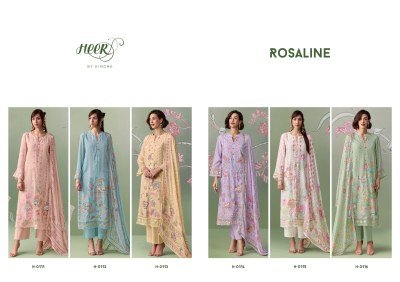 Heer by Kimora Rosaline Vol. 255 Pure Muslin Digital Print Embroidered Suit Set dress material catalogs