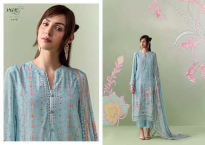 Heer by Kimora Rosaline Vol. 255 Pure Muslin Digital Print Embroidered Suit Set dress material catalogs