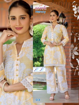 Hency by Aanchi Vartican printed trendy co ord set collection with low range co ord set catalogs