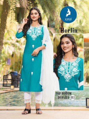 Herlin by Kaya 3 piece concept straight top bottom with dupatta catalogue at affordable rate  readymade suit catalogs