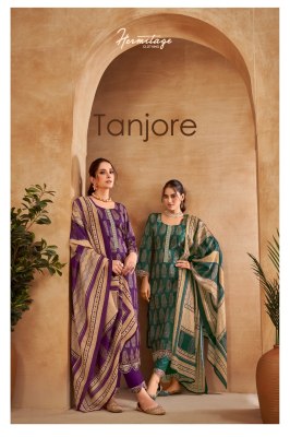 Hermitage clothing by Tanjore Pure Airjet Cotton With Embroidered unstitched dress material at low rate    Amavi