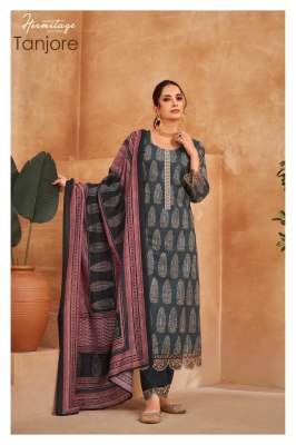 Hermitage clothing by Tanjore Pure Airjet Cotton With Embroidered unstitched dress material at low rate    salwar kameez catalogs