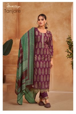 Hermitage clothing by Tanjore Pure Airjet Cotton With Embroidered unstitched dress material at low rate    salwar kameez catalogs