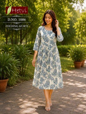 Hetvi Kalamkari Rayon Print Feeding Kurti readymade suit catalogs