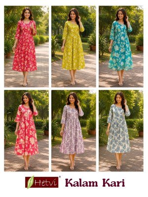 Hetvi Kalamkari Rayon Print Feeding Kurti readymade suit catalogs