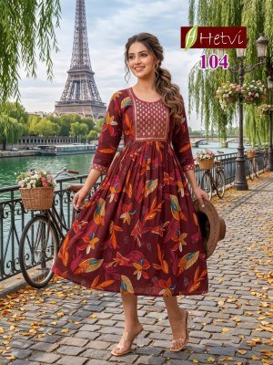 Hetvi Saisha Milano Print Umbrella Kurti kurtis catalogs