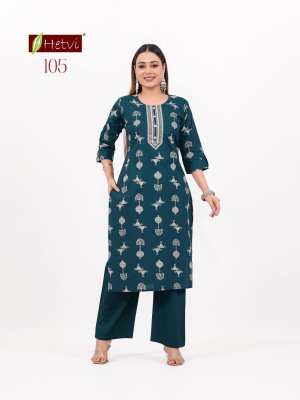 Hetvi Shikha  New Launch Cotton Print Kurti Pant Set kurtis catalogs