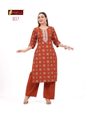 Hetvi Shikha  New Launch Cotton Print Kurti Pant Set kurtis catalogs