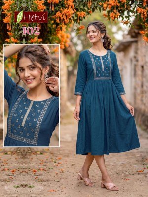 Hetvi Vanita Rayon Rinkal Umbrella Kurti | Women's Flared Kurti kurtis catalogs